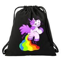Funny Unicorn Pooping A Rainbow Drawstring Bag