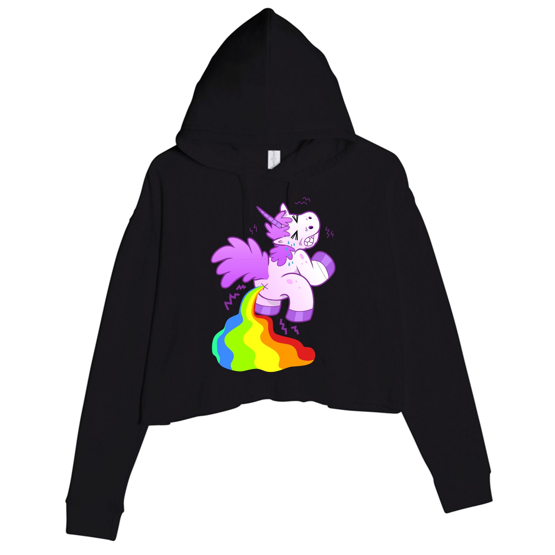 Funny Unicorn Pooping A Rainbow Crop Fleece Hoodie