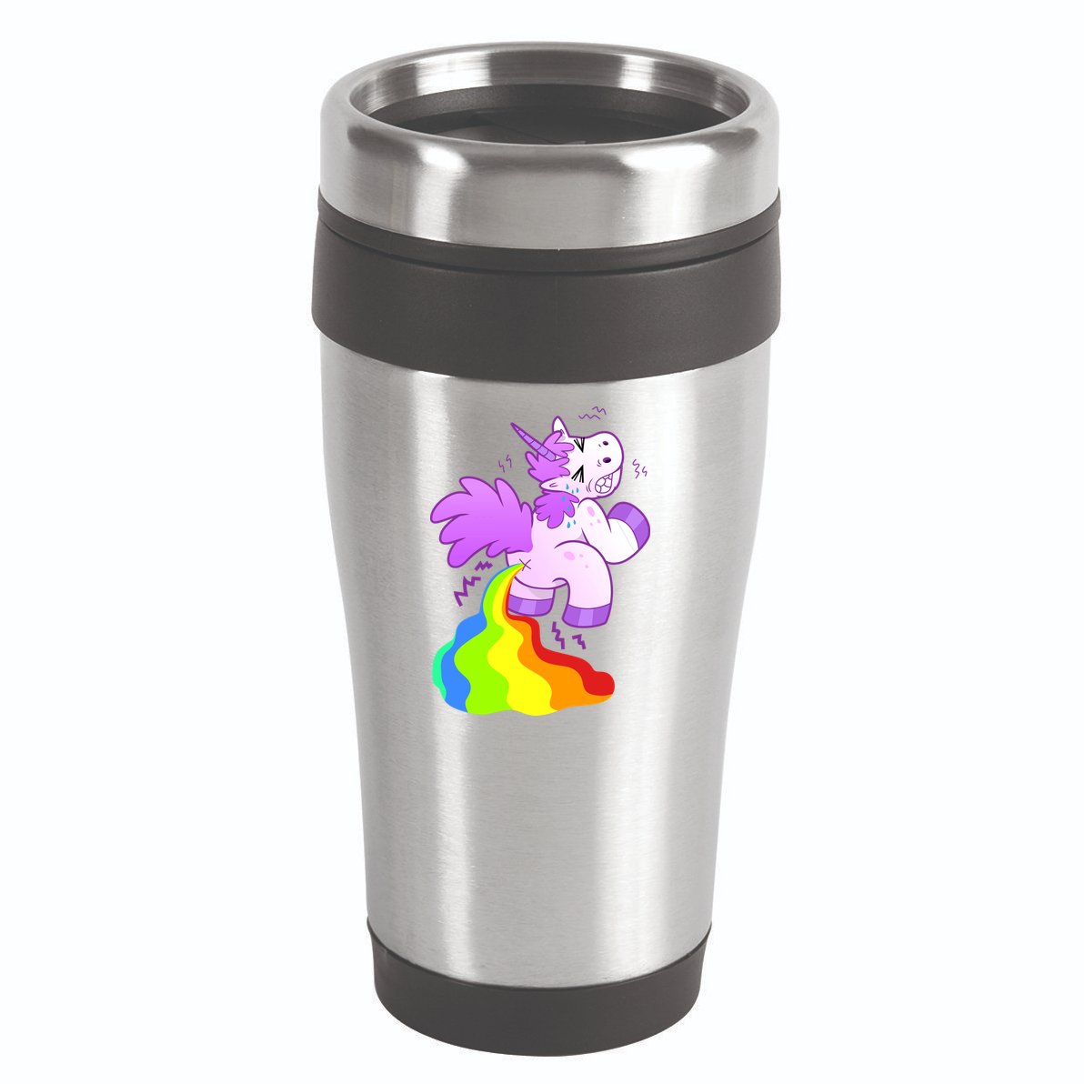 Funny Unicorn Pooping A Rainbow 16oz Travel Tumbler