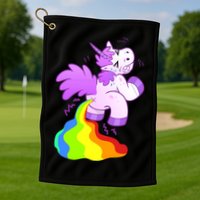 Funny Unicorn Pooping A Rainbow Golf Towel