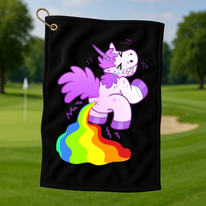 Funny Unicorn Pooping A Rainbow Golf Towel