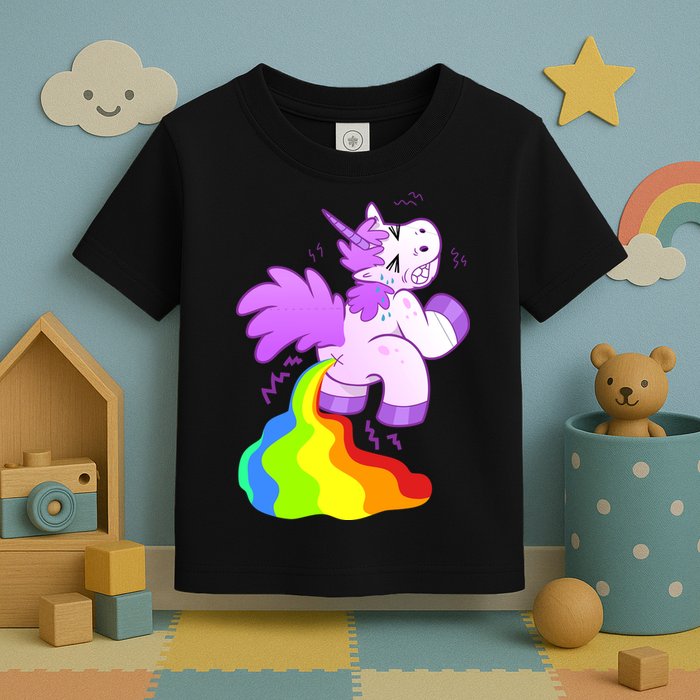 Funny Unicorn Pooping A Rainbow Toddler T-Shirt