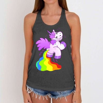 Funny Unicorn Pooping A Rainbow Women's Knotted Racerback Tank