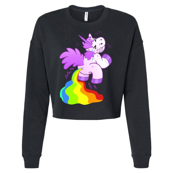 Funny Unicorn Pooping A Rainbow Cropped Pullover Crew