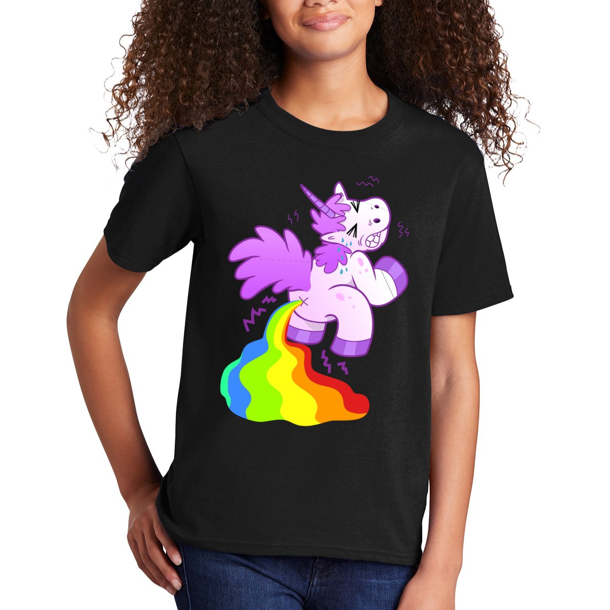 Funny Unicorn Pooping A Rainbow Kids T-Shirt