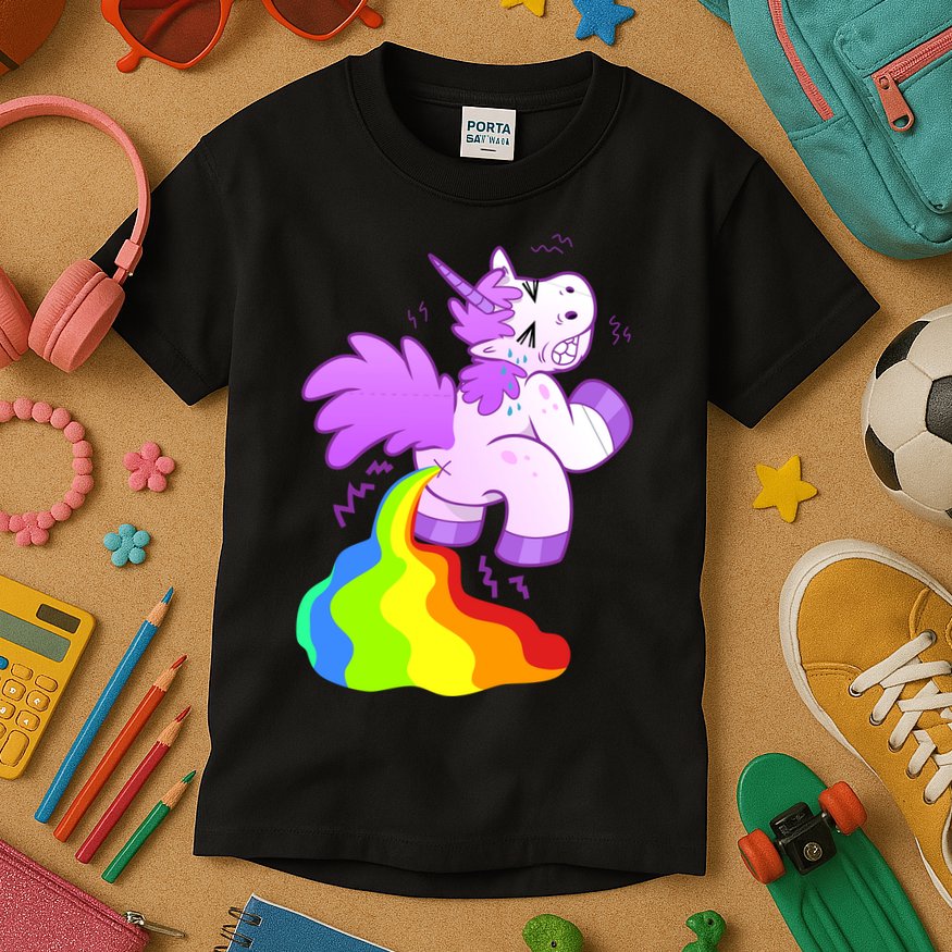 Funny Unicorn Pooping A Rainbow Kids T-Shirt