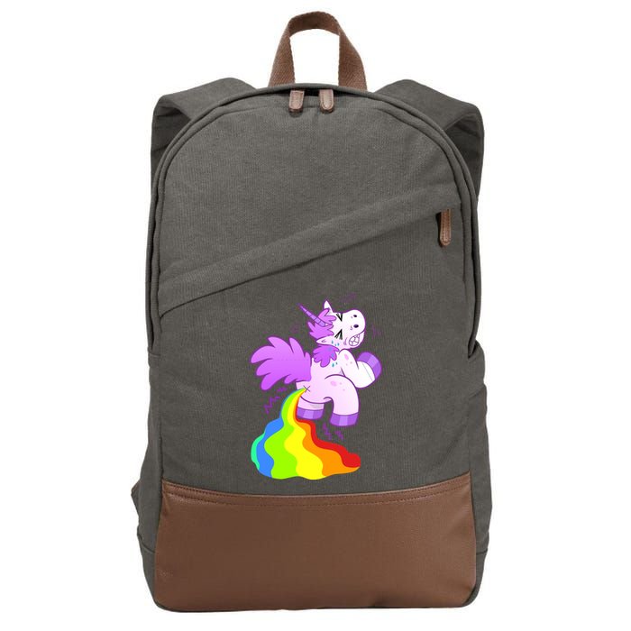 Funny Unicorn Pooping A Rainbow Cotton Canvas Backpack
