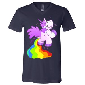 Funny Unicorn Pooping A Rainbow V-Neck T-Shirt