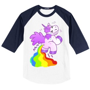 Funny Unicorn Pooping A Rainbow Baseball Sleeve Shirt