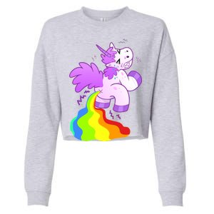 Funny Unicorn Pooping A Rainbow Cropped Pullover Crew