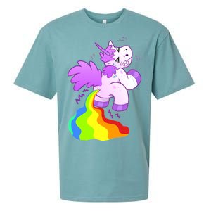 Funny Unicorn Pooping A Rainbow Sueded Cloud Jersey T-Shirt