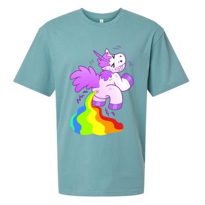 Funny Unicorn Pooping A Rainbow Sueded Cloud Jersey T-Shirt