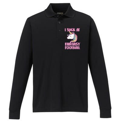 Funny Unicron I Suck At Fantasy Football Performance Long Sleeve Polo