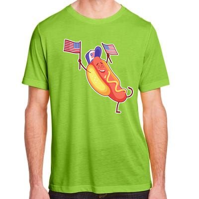 Funny USA American Flag Hotdog Adult ChromaSoft Performance T-Shirt