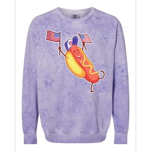 Funny USA American Flag Hotdog Colorblast Crewneck Sweatshirt