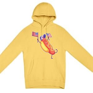 Funny USA American Flag Hotdog Premium Pullover Hoodie