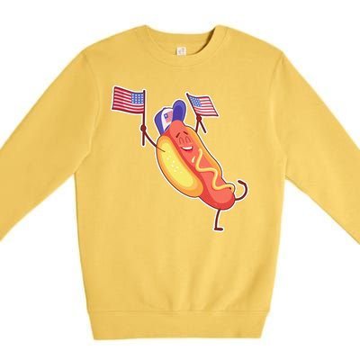 Funny USA American Flag Hotdog Premium Crewneck Sweatshirt