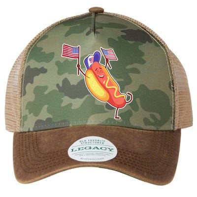 Funny USA American Flag Hotdog Legacy Tie Dye Trucker Hat