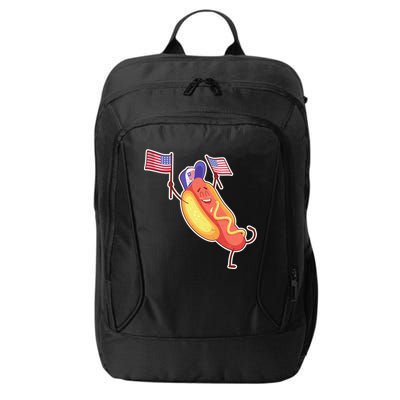 Funny USA American Flag Hotdog City Backpack