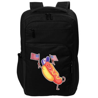 Funny USA American Flag Hotdog Impact Tech Backpack