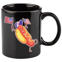 Funny USA American Flag Hotdog 11oz C Handle Ceramic Mug