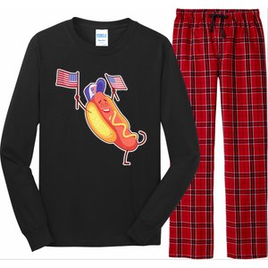 Funny USA American Flag Hotdog Long Sleeve Pajama Set