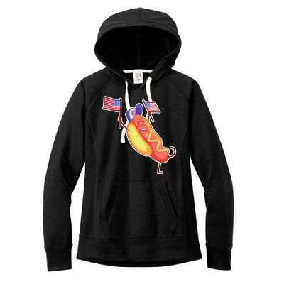 Funny USA American Flag Hotdog Women's Fleece Hoodie