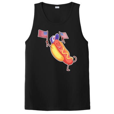 Funny USA American Flag Hotdog PosiCharge Competitor Tank