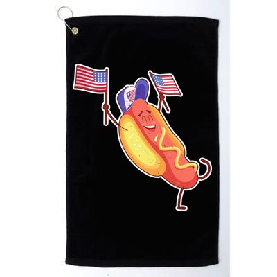 Funny USA American Flag Hotdog Golf Towel