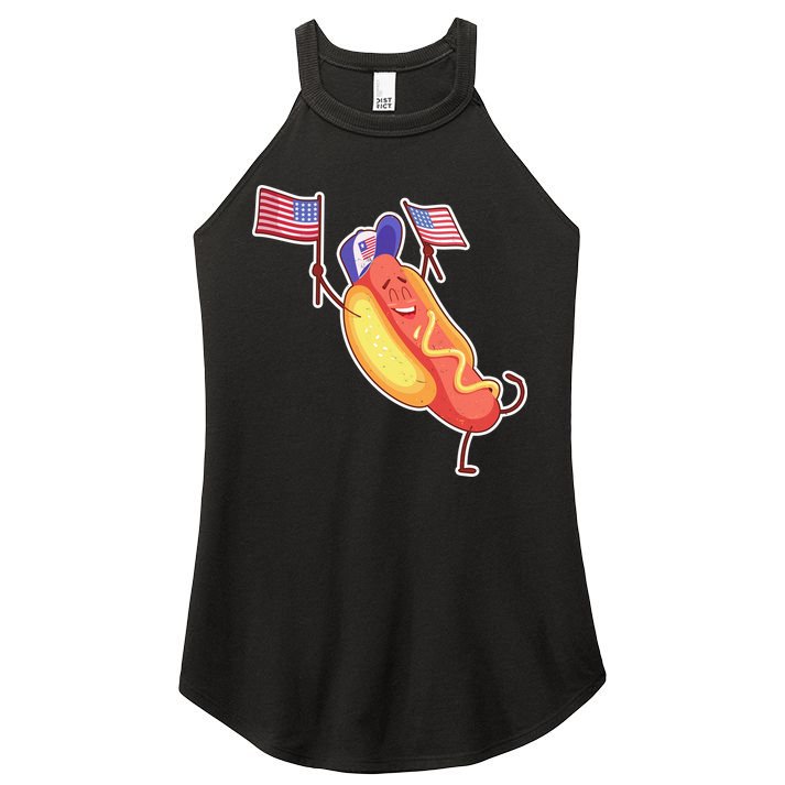 Funny USA American Flag Hotdog Women's Perfect Tri Rocker Tank