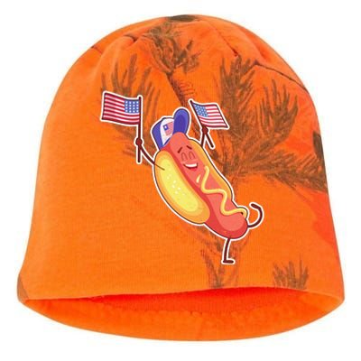 Funny USA American Flag Hotdog Kati - Camo Knit Beanie