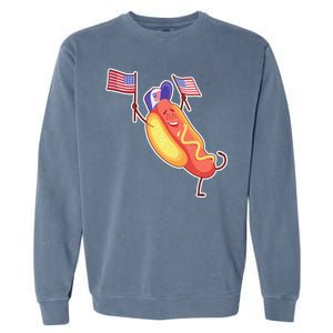 Funny USA American Flag Hotdog Garment-Dyed Sweatshirt