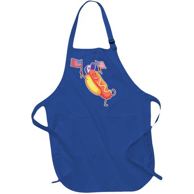 Funny USA American Flag Hotdog Full-Length Apron With Pockets