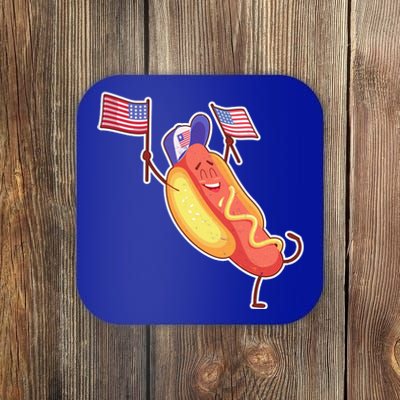 Funny USA American Flag Hotdog Coaster