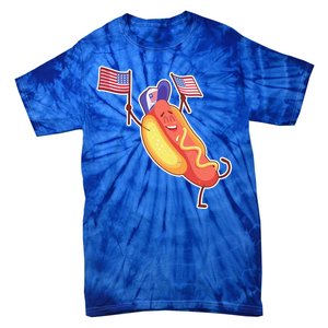 Funny USA American Flag Hotdog Tie-Dye T-Shirt