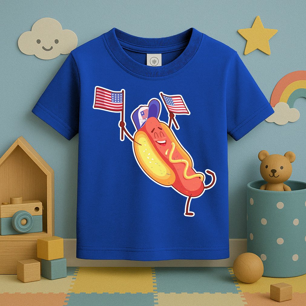 Funny USA American Flag Hotdog Toddler T-Shirt