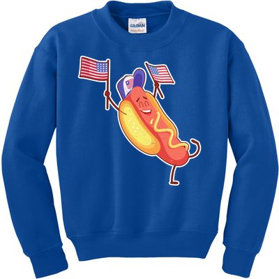 Funny USA American Flag Hotdog Kids Sweatshirt