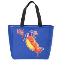 Funny USA American Flag Hotdog Zip Tote Bag