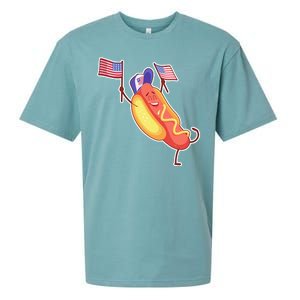 Funny USA American Flag Hotdog Sueded Cloud Jersey T-Shirt