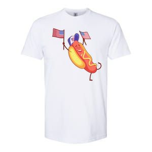 Funny USA American Flag Hotdog Softstyle CVC T-Shirt