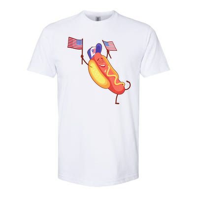 Funny USA American Flag Hotdog Softstyle CVC T-Shirt