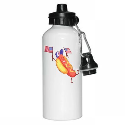 Funny USA American Flag Hotdog Aluminum Water Bottle