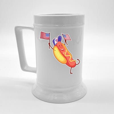 Funny USA American Flag Hotdog Beer Stein