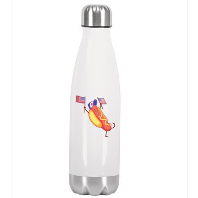 Funny USA American Flag Hotdog Stainless Steel Insulated Water Bottle