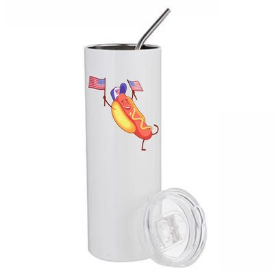 Funny USA American Flag Hotdog Stainless Steel Tumbler