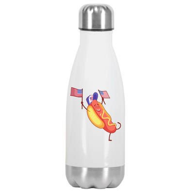 Funny USA American Flag Hotdog Stainless Steel Insulated Water Bottle