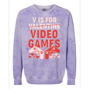 Funny V is For Video Games Gaming Fan Colorblast Crewneck Sweatshirt