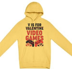 Funny V is For Video Games Gaming Fan Premium Pullover Hoodie