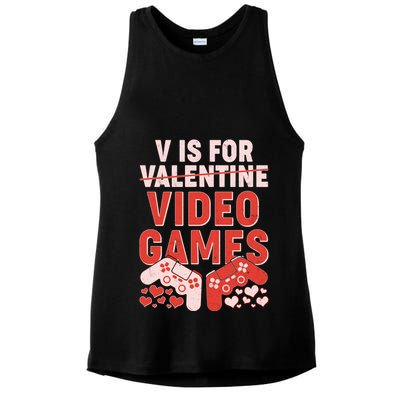 Funny V is For Video Games Gaming Fan Ladies PosiCharge Tri-Blend Wicking Tank