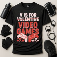 Funny V is For Video Games Gaming Fan Cooling Performance Crew T-Shirt